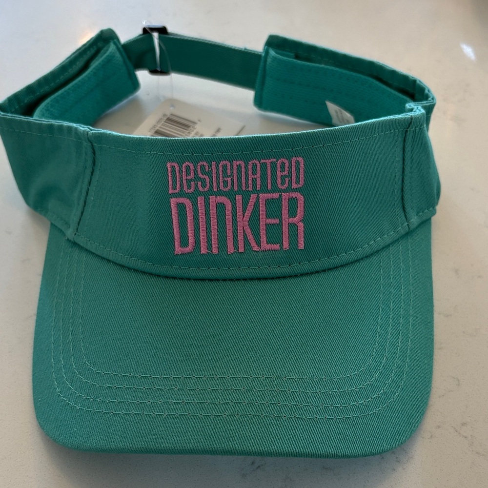 Teal Pickleball Visor with Pink Embroidery "Designated Dinker" Party Favor NWT